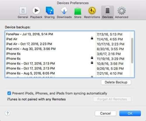 Delete iTunes Backup Files