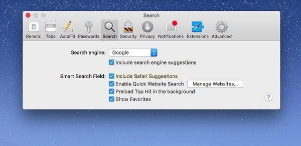 Change Search Settings in Safari