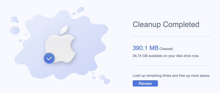 Cleaning Result | Find and Delete Temporary Files on Mac