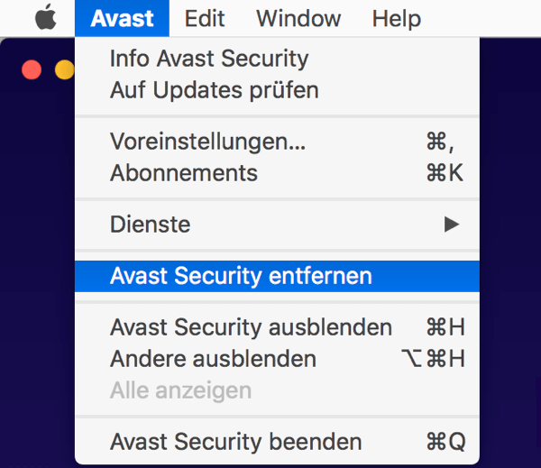 Avast Security entfernen