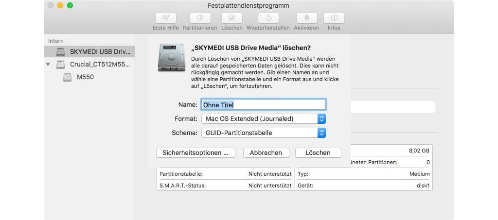 Festplatte auf Mac löschen