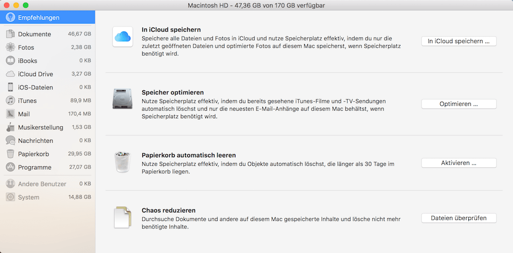 Mac Festplatte optimieren Empfehlungen