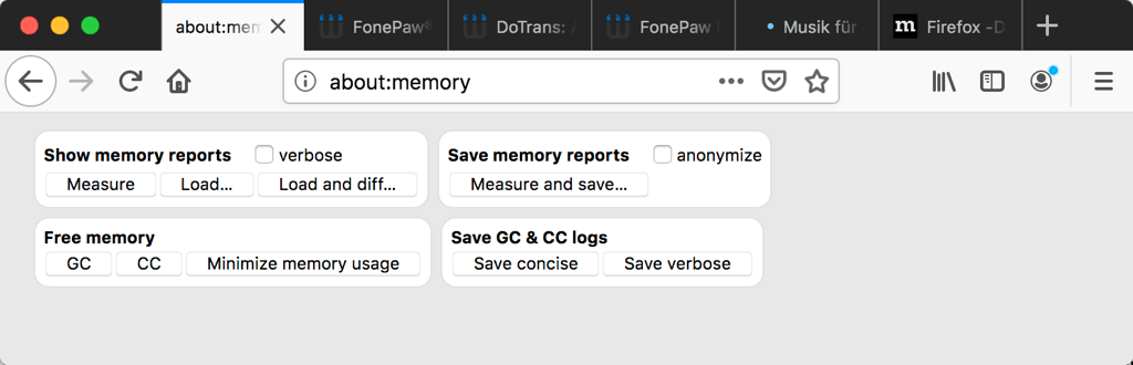 Firefox about:memory