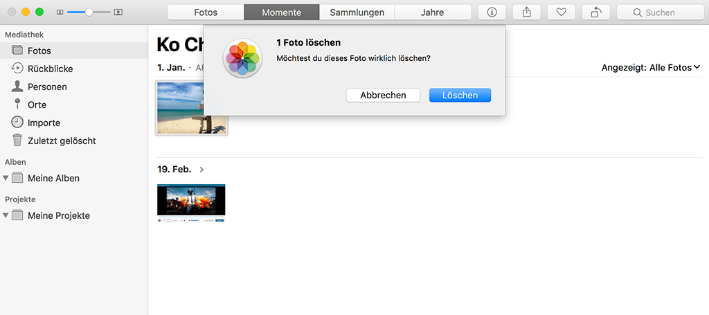 Fotos auf Mac löschen