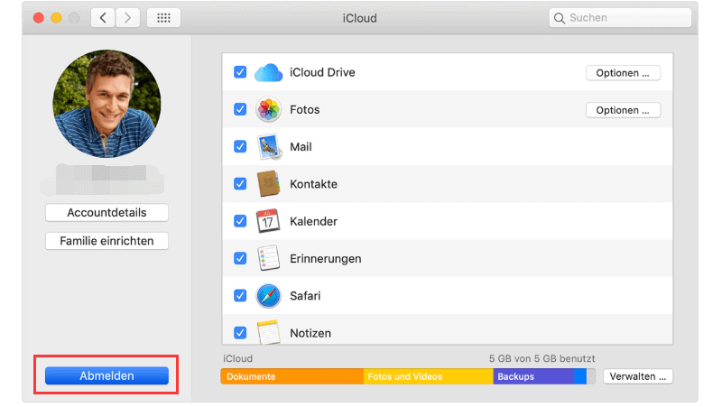 iCloud auf Mac abmelden