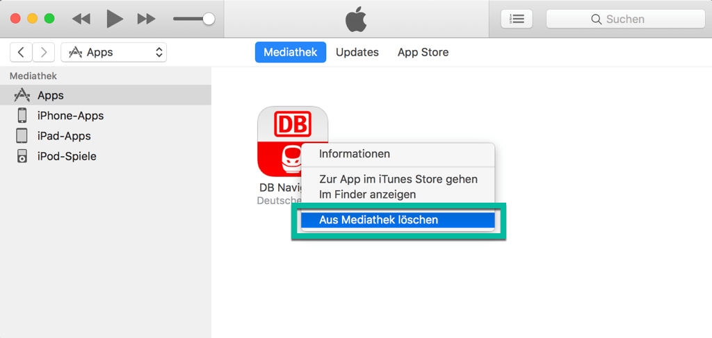 Apps in iTunes löschen