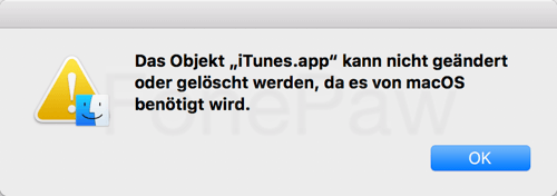 iTunes kann nicht geändert oder gelöscht werden