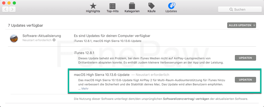 macOS aktualisieren in App Store