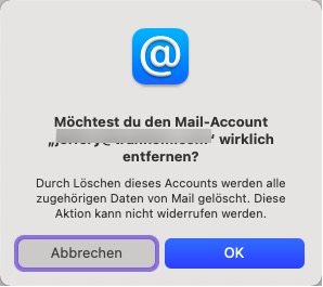 Mail Account auf Mac löschen