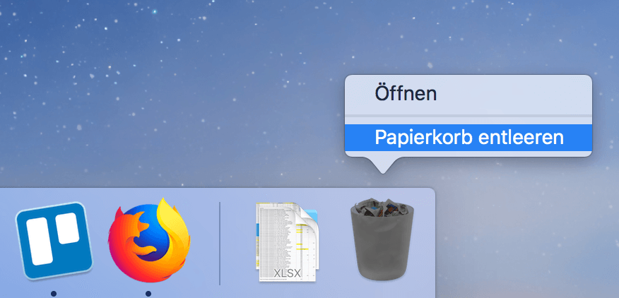 Junk Dateien via Mac Papierkorb entleeren