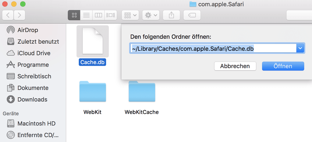 Die cache.db-Datei von Safari löschen