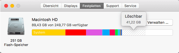 Löschbar in der Mac-Festplatte