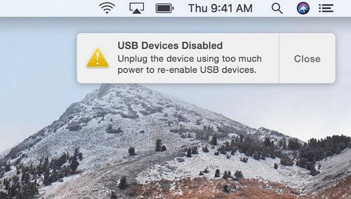 Dispositivos USB desactivados