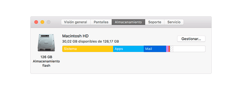 Almacenamiento de Mac Mail