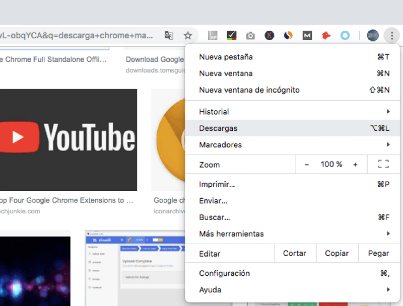Eliminar las descargas de Chrome en Mac