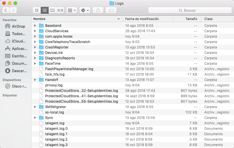 Buscar los registros de aplicación en iMac/MacBook