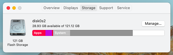 how to free up space on mac no manage button on mac storage