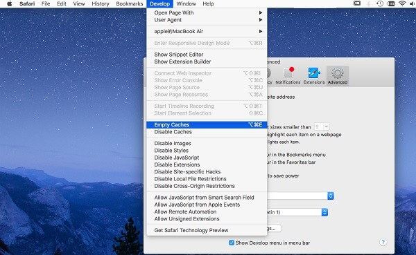 Clean Safari Caches | reset safari mac