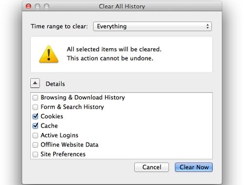 Clear Cookies in Firefox on Mac