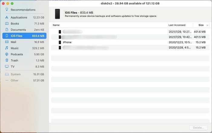 Delete iOS Files | clean up Space on Mac