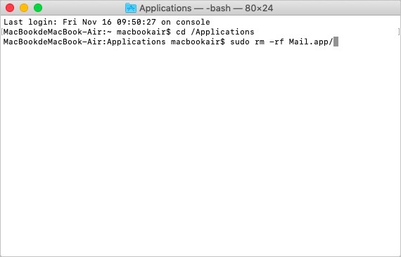 刪除 Mac 上的郵件應用程式