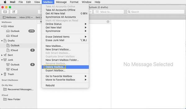 Delete Mailbox on Mac