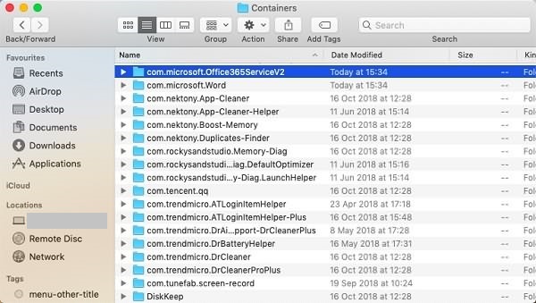 Delete Microsoft Office Files from Containers