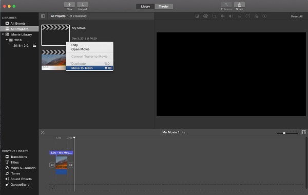 Delete Projects from iMovie
