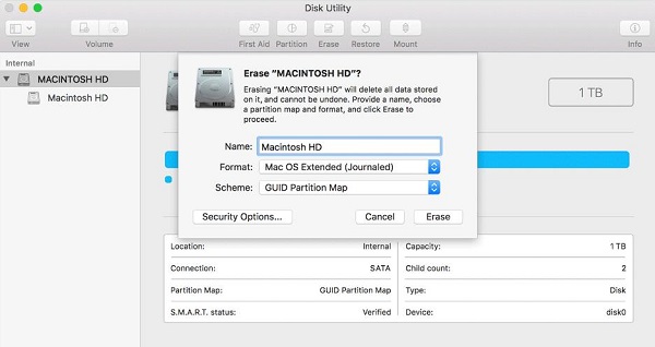 Erase MACINTOSH HD | erase macbook