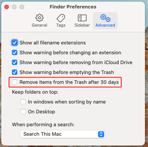 Remove Items from Trash Automatically