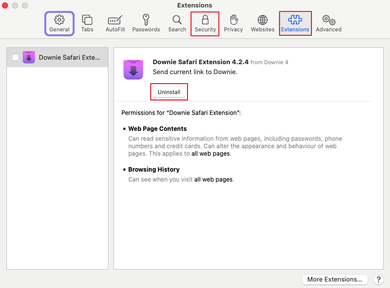 Remove Extensions in Safari Extensions | remove extensions plugins mac
