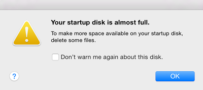 Your Startup Disk Is Almost Full