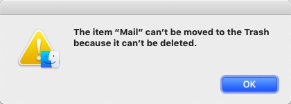 Mail APP não pode ser excluído