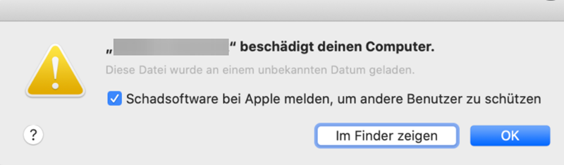 Malware Warnung von Mac