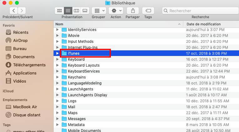 supprimer fichiers itunes