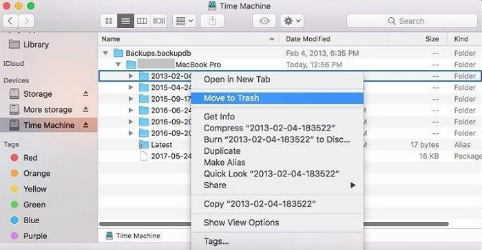 Apagar backups do Time Machine