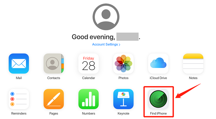 Choose Find iPhone on iCloud