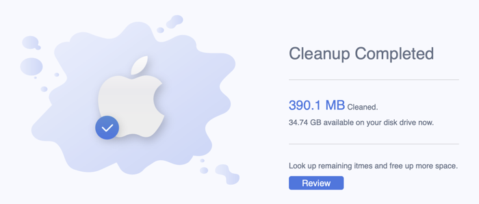 Cleanup Completed | Clear System Storage on Mac