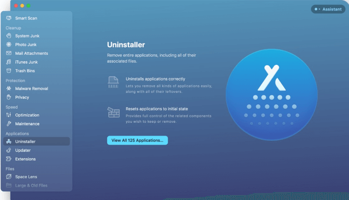 CleanMyMac X Uninstaller Feature Interface