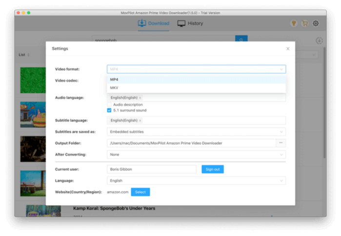 Customize Output Settings