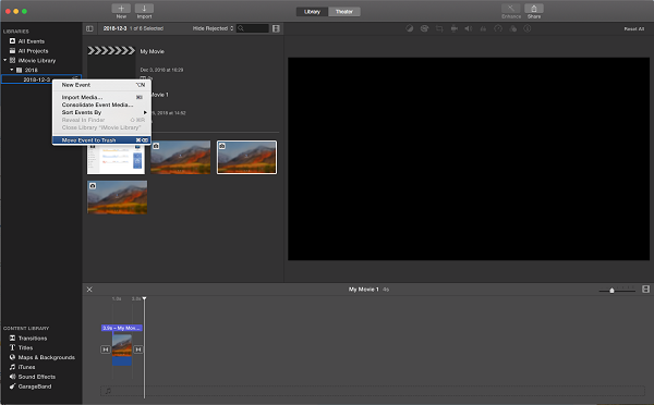 Delete Events from iMovie | iMovie Not Enough Disk Space