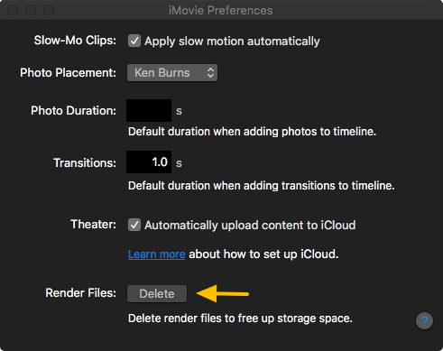 delete iMovie render files | iMovie Not Enough Disk Space