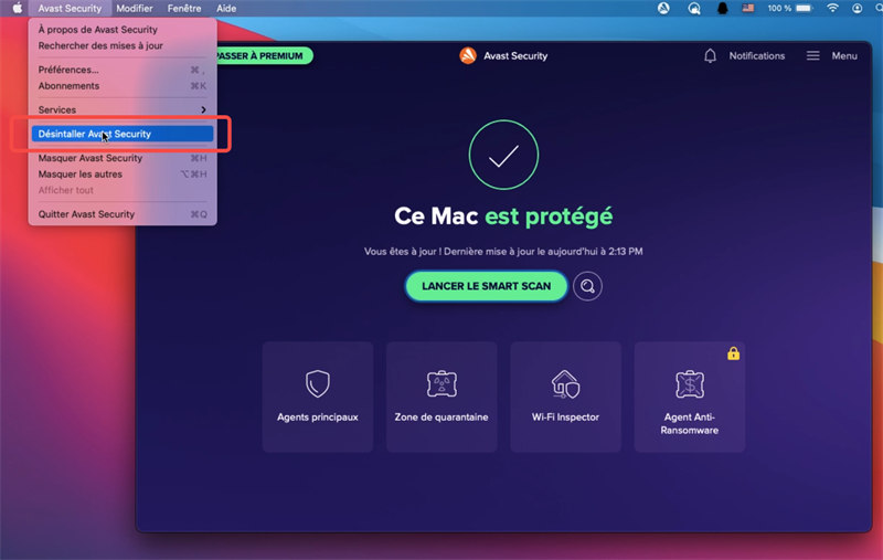 Désinstaller Avast sur Mac avec l'option de désinstallation intégré d'Avast