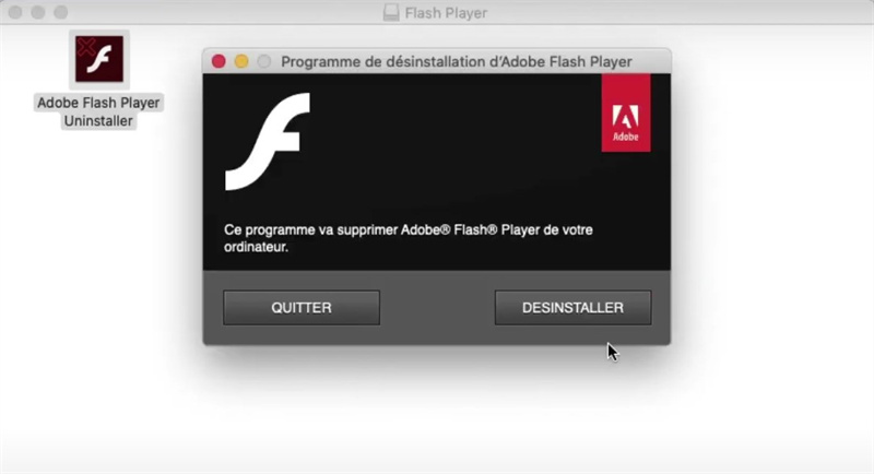 Désinstaller Adobe Flash Player avec le programme de désinstallation