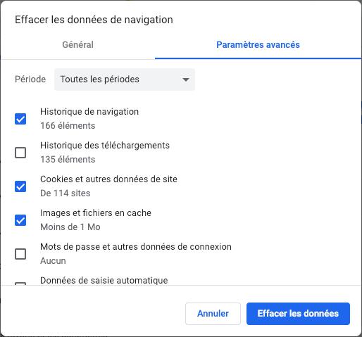 Effacer l'historique de navigationChrome sur Mac