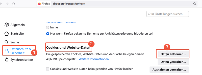 Firefox Datenschutz & Sicherheit