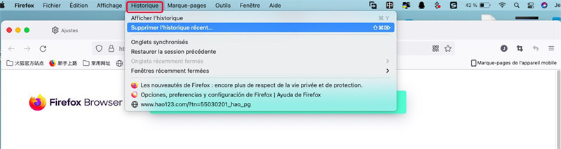 historique firefox