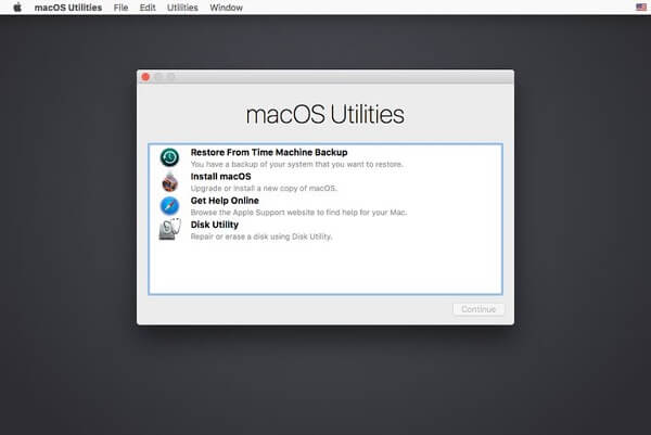 macOS Utilities Window | cannot empty trash mac