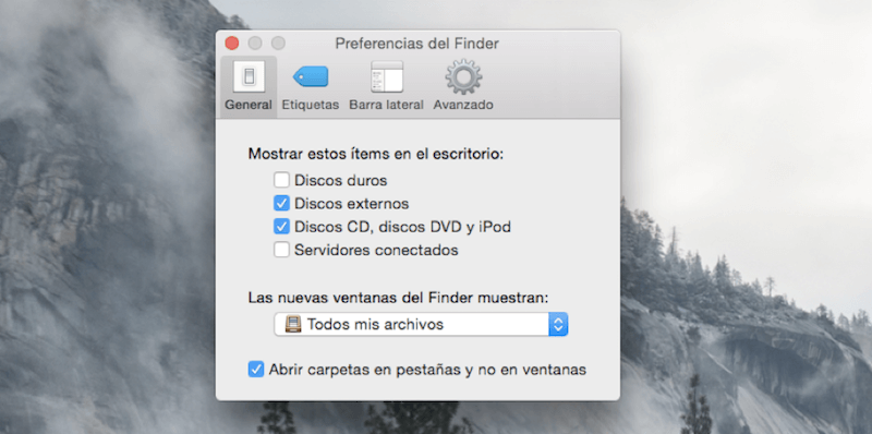 Mostrar discos duros en escritorio Mac
