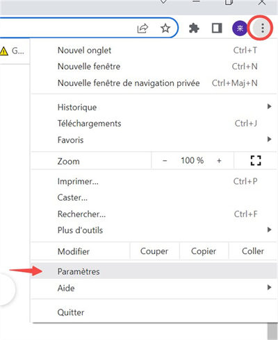 les parametres de chrome